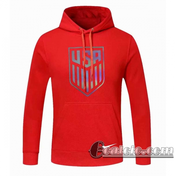 6Calcio: 2020 2021 USA Felpa Cappuccio rosso S64