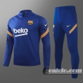 6Calcio: 2020 2021 Barcellona Tuta Calcio Uomo blu Cerniera corta T12