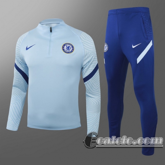 6Calcio: 2020 2021 Chelsea Tuta Calcio Uomo Azzurro Cerniera corta T19