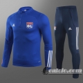 6Calcio: 2020 2021 Olympique Lyon Tuta Calcio Uomo Blu scuro Cerniera corta T34