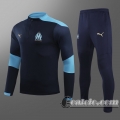 6Calcio: 2020 2021 Olympique Marsiglia Tuta Calcio Uomo blu navy Cerniera corta T37