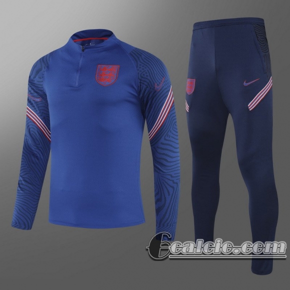 6Calcio: 2020 2021 Inghilterra Tuta Calcio Uomo blu Cerniera corta T57