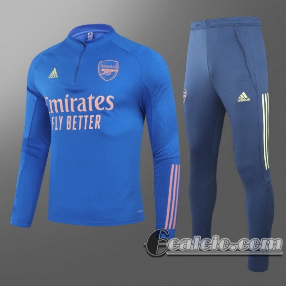 6Calcio: 2020 2021 Arsenal Tuta Calcio Uomo blu Cerniera corta T89