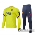 6Calcio: 2020 2021 Barcellona Tuta Calcio Bambini giallo Cerniera corta TK05