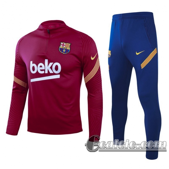 6Calcio: 2020 2021 Barcellona Tuta Calcio Bambini Claret Cerniera corta TK23