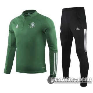 6Calcio: 2020 2021 Feyenoord Rotterdam Tuta Calcio Bambini verde Cerniera corta TK28