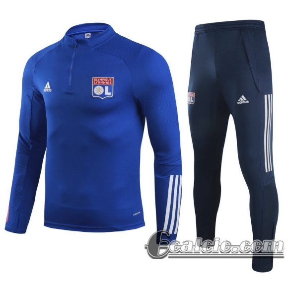 6Calcio: 2020 2021 Olympique Lyon Tuta Calcio Bambini Blu scuro Cerniera corta TK35