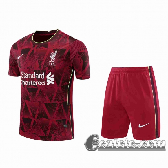 6Calcio: 2020 2021 Liverpool Magliette Tuta Calcio Claret T127