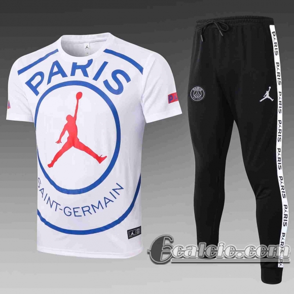 6Calcio: 2020 2021 PSG Jordan Magliette Tuta Calcio bianca Grande LOGO T33