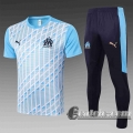 6Calcio: 2020 2021 Marseille Magliette Tuta Calcio Bianco blu reticolo T42