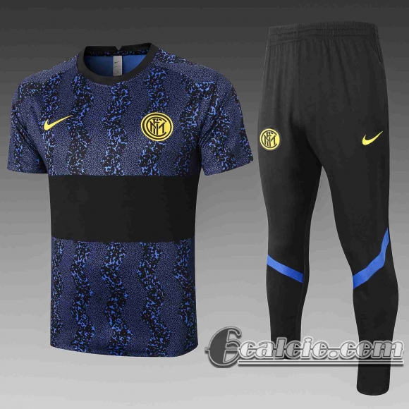 6Calcio: 2020 2021 Inter Milan Magliette Tuta Calcio blu Barre nere T46