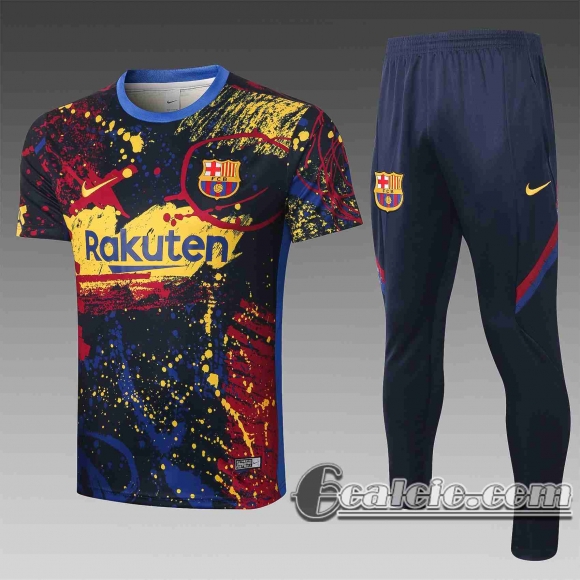 6Calcio: 2020 2021 Barcellona Magliette Tuta Calcio colore Inchiostro splash T56