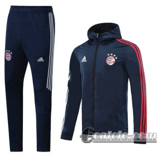 6Calcio: 2020 2021 Bayern Monaco Giacca a vento Cappuccio Blu Reale W10