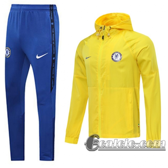 6Calcio: 2020 2021 Chelsea Giacca a vento Cappuccio giallo W15