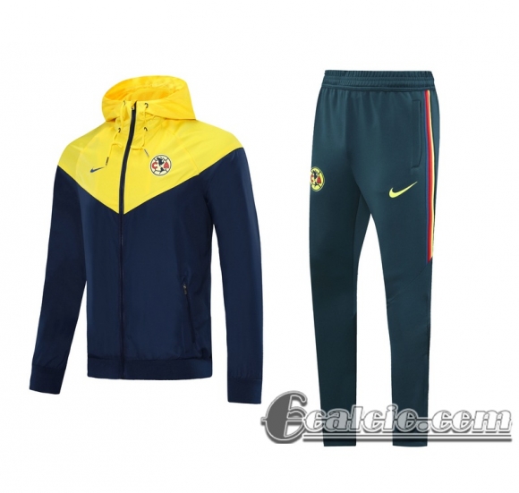 6Calcio: 2020 2021 Club América Giacca a vento Cappuccio blu W21