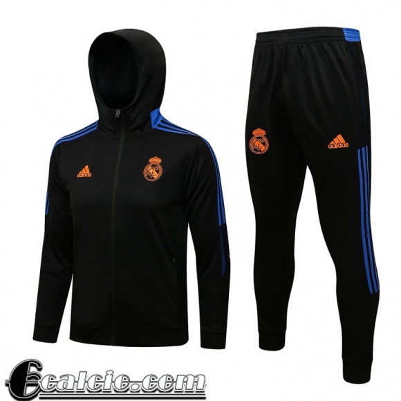 Cappuccio Hoodie Giacca Real Madrid Uomo Nero 2021 2022 JK186