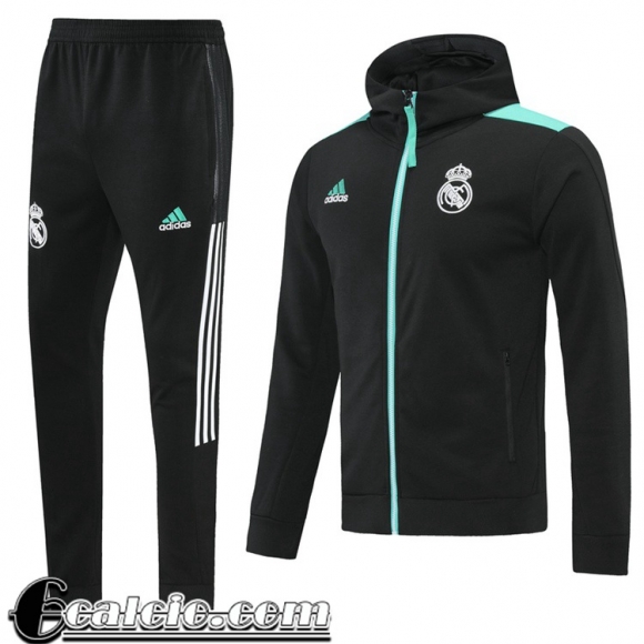 Cappuccio Hoodie Giacca Real Madrid Uomo Nero 2021 2022 JK197