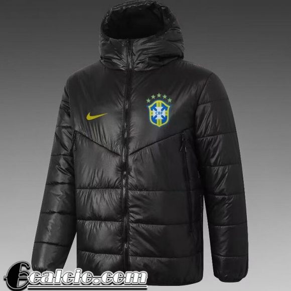 Piumino Calcio Cappuccio Brasile Nero Uomo 2021 2022 DD09