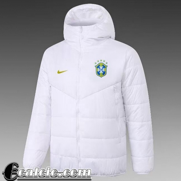 Piumino Calcio Cappuccio Brasile bianca Uomo 2021 2022 DD47