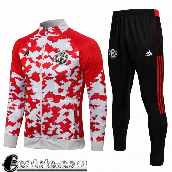 Full-Zip Giacca Manchester United bianco rosso Uomo 2021 2022 JK214