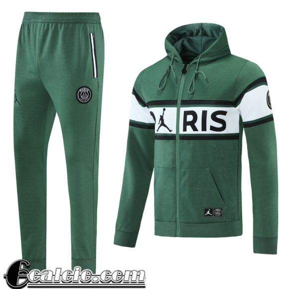 Cappuccio Hoodie Giacca PSG Paris verde Uomo 2021 2022 JK227