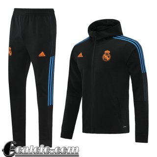 Cappuccio Hoodie Giacca Real Madrid Nero Uomo 2021 2022 JK232