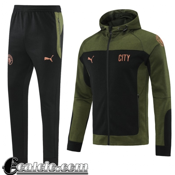 Cappuccio Hoodie Giacca Manchester City verde nero Uomo 2021 2022 JK234