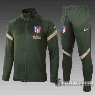 6calcio: 20-21 Atletico Madrid Giacca Calcio A407 Green Army