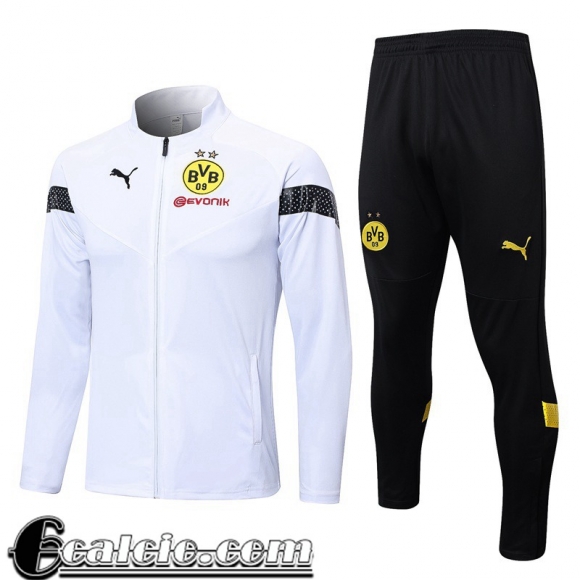 Full Zip Giacca Dortmund BVB Bianco Uomo 2022 23 JK627