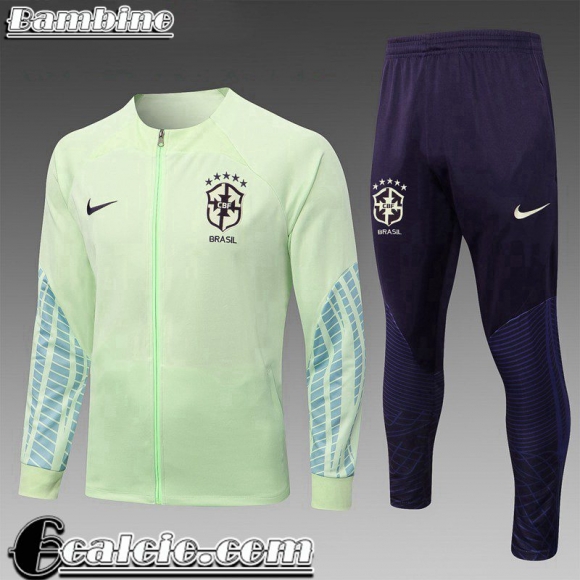 Full Zip Giacca Brasile verde Bambini 2022 23 TK514