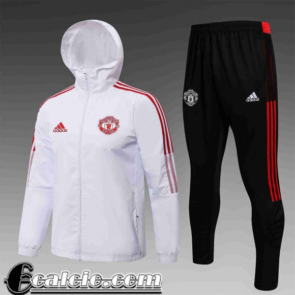 Giacca a vento Cappuccio Manchester United Uomo 2021 2022 bianco WK45