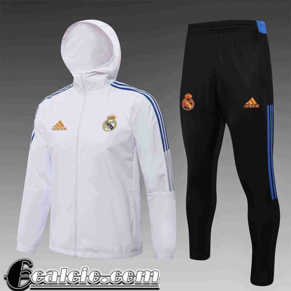 Giacca a vento Cappuccio Real Madrid Uomo 2021 2022 bianco WK46