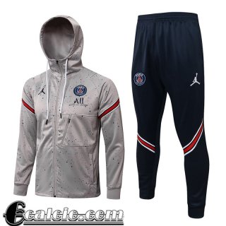 Cappuccio Hoodie Giacca PSG Jordan Grigio Uomo 2021 2022 JK290