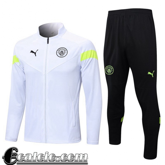 Full Zip Giacca Manchester City Bianco Uomo 2022 23 JK664