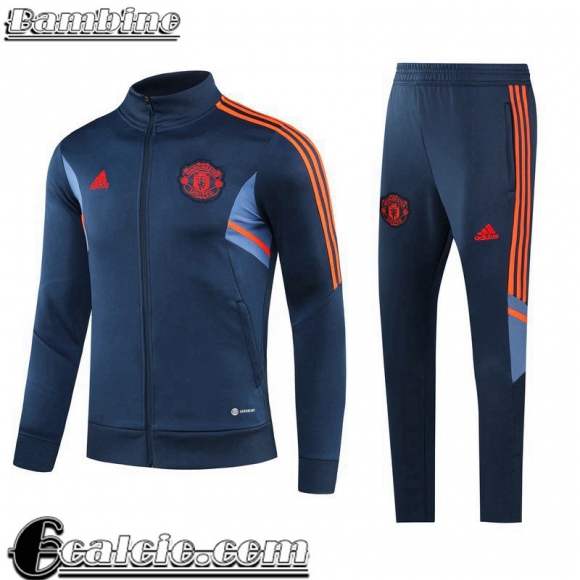 Full Zip Giacca Manchester United blu navy Bambini 2022 23 TK547