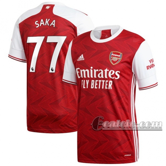 6Calcio: Prima Maglia Arsenal Saka #77 Uomo 2020-2021