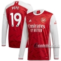 6Calcio: Prima Maglia Arsenal Pepe #19 Manica Lunga Uomo 2020-2021