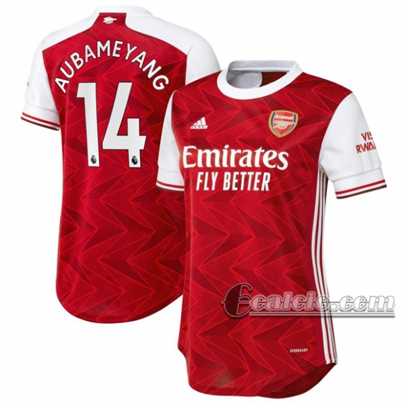 6Calcio: Prima Maglia Calcio Arsenal Aubameyang #14 Donna 2020-2021