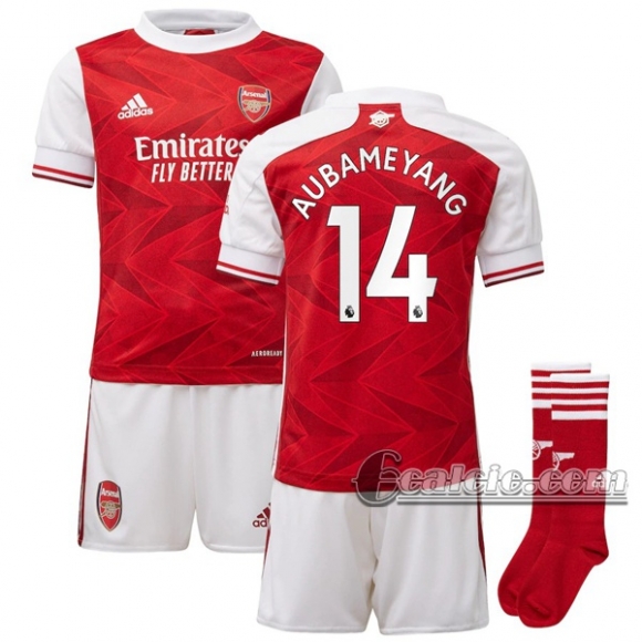 6Calcio: Prima Maglia Calcio Arsenal Aubameyang #14 Bambino 2020-2021