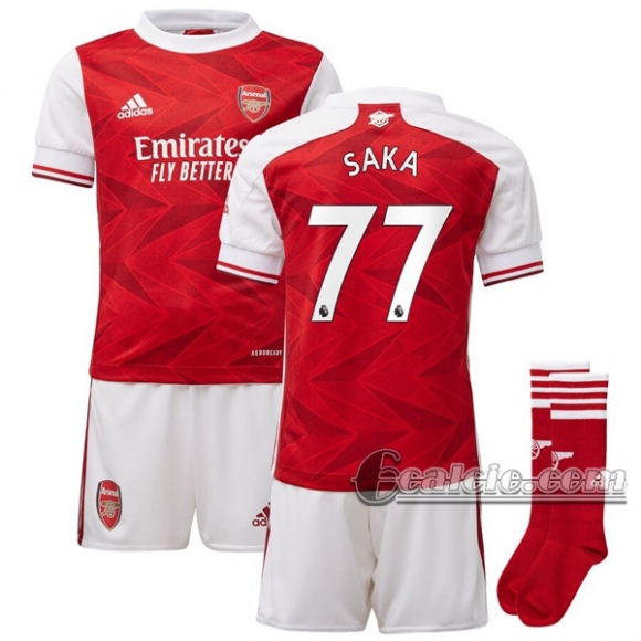 6Calcio: Prima Maglia Calcio Arsenal Saka #77 Bambino 2020-2021