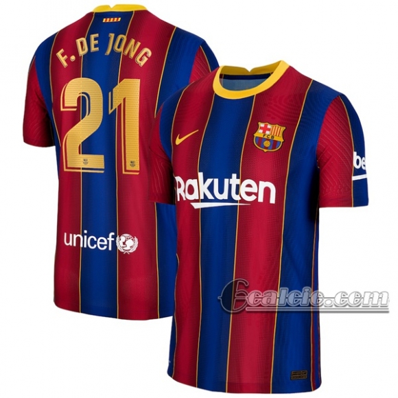 6Calcio: Prima Maglia Fc Barcellona Frenkie De Jong #21 Uomo 2020-2021