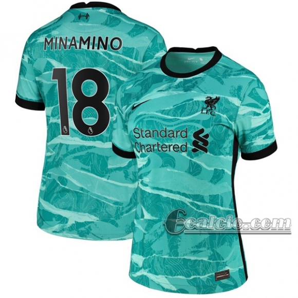 6Calcio: Seconda Maglia Calcio Liverpool Minamino #18 Donna 2020-2021