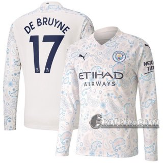 6Calcio: Terza Maglia Manchester City De Bruyne #17 Manica Lunga Uomo 2020-2021