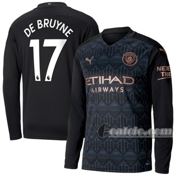 6Calcio: Seconda Maglia Manchester City Bruyne #17 Manica Lunga Uomo 2020-2021