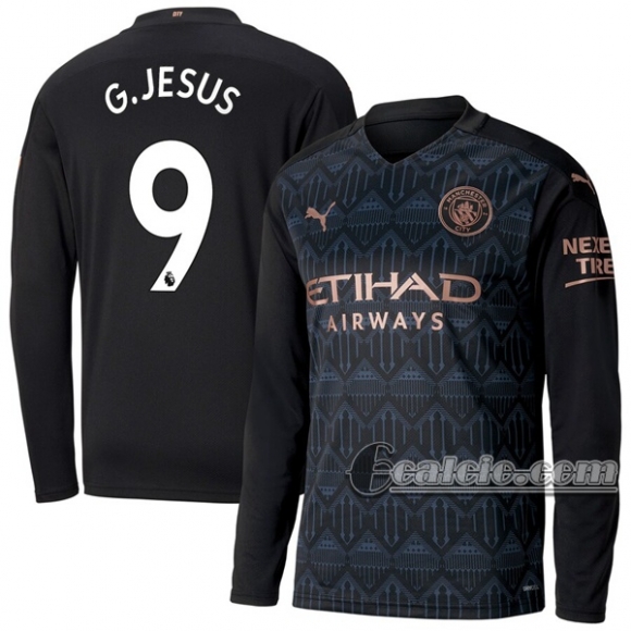 6Calcio: Seconda Maglia Manchester City G.Jesus #9 Manica Lunga Uomo 2020-2021