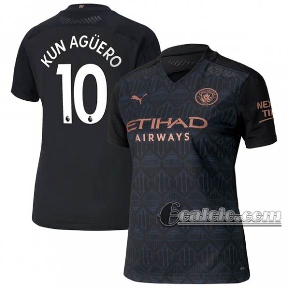 6Calcio: Seconda Maglia Calcio Manchester City Kun Agüero #10 Donna 2020-2021