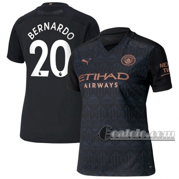 6Calcio: Seconda Maglia Calcio Manchester City Bernardo #20 Donna 2020-2021