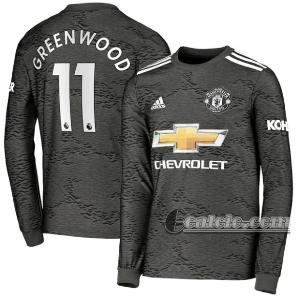 6Calcio: Seconda Maglia Manchester United Greenwood #11 Manica Lunga Uomo 2020-2021