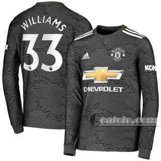 6Calcio: Seconda Maglia Manchester United Williams #33 Manica Lunga Uomo 2020-2021