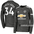 6Calcio: Seconda Maglia Manchester United Van De Beek #34 Manica Lunga Uomo 2020-2021